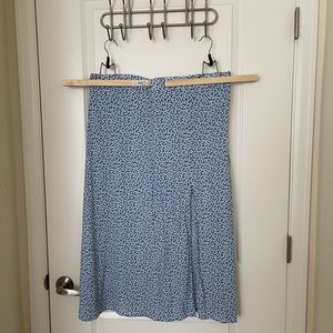 H&M Blue Floral Print Midi Skirt